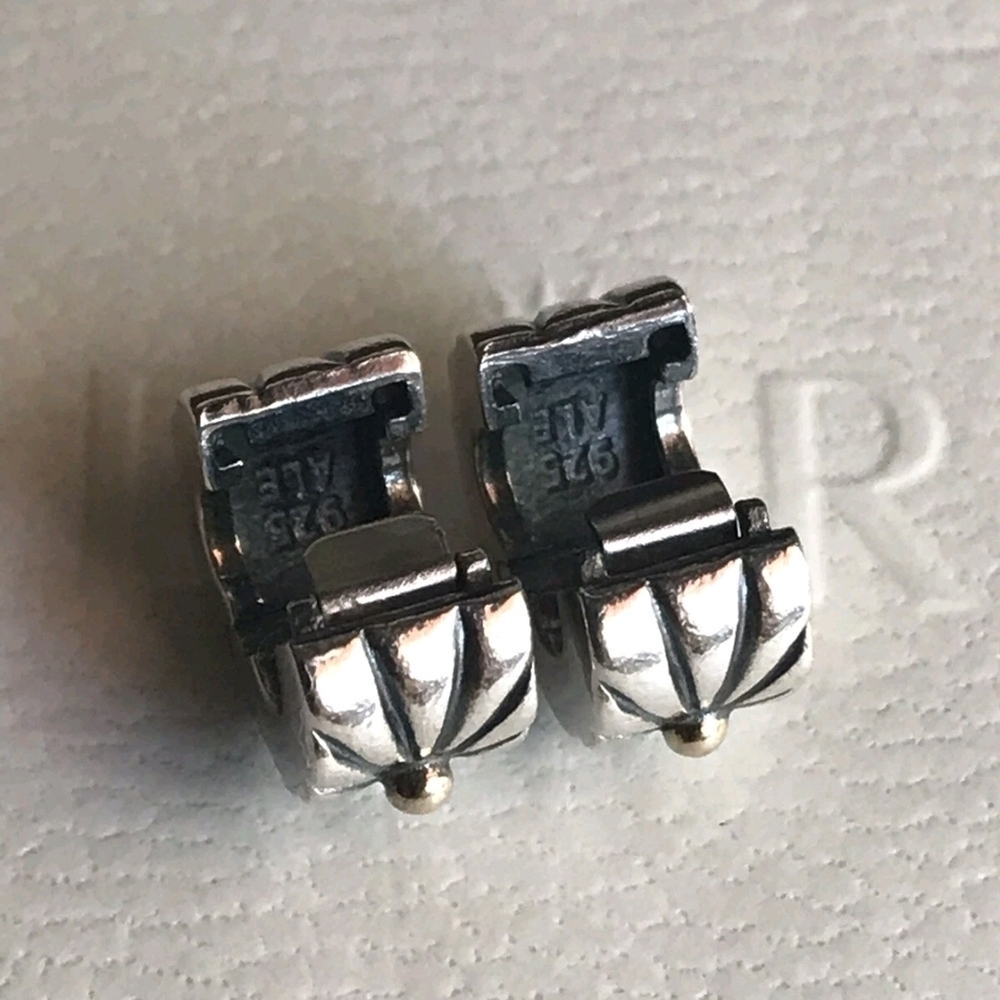 Pandora Sunburst Clips 925 SS & 14K Gold Set Of 2 - Picture 4 of 10